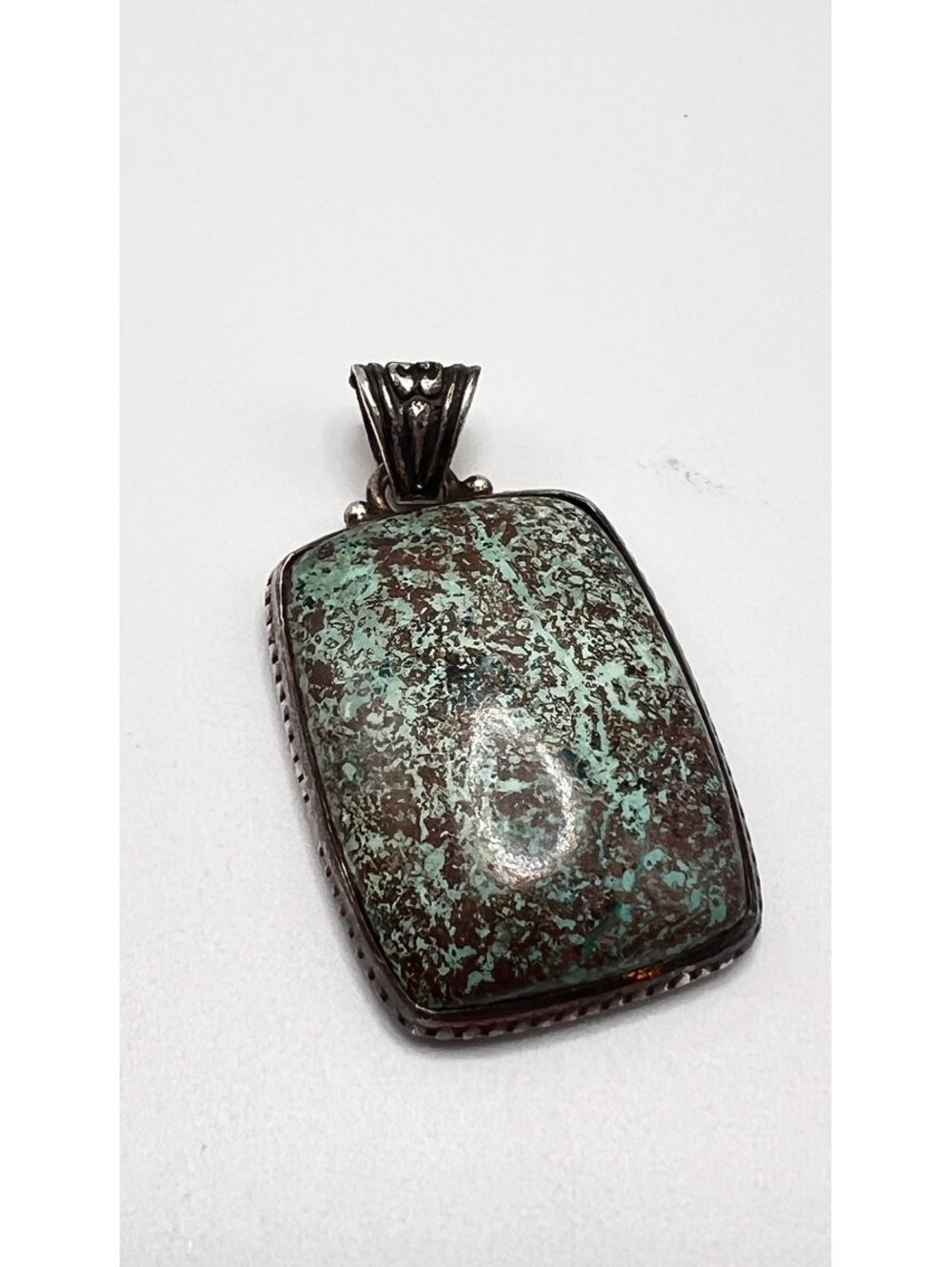 925 Sterling Silver Turquoise Heavy Matrix Pendant 9.28g Southwestern